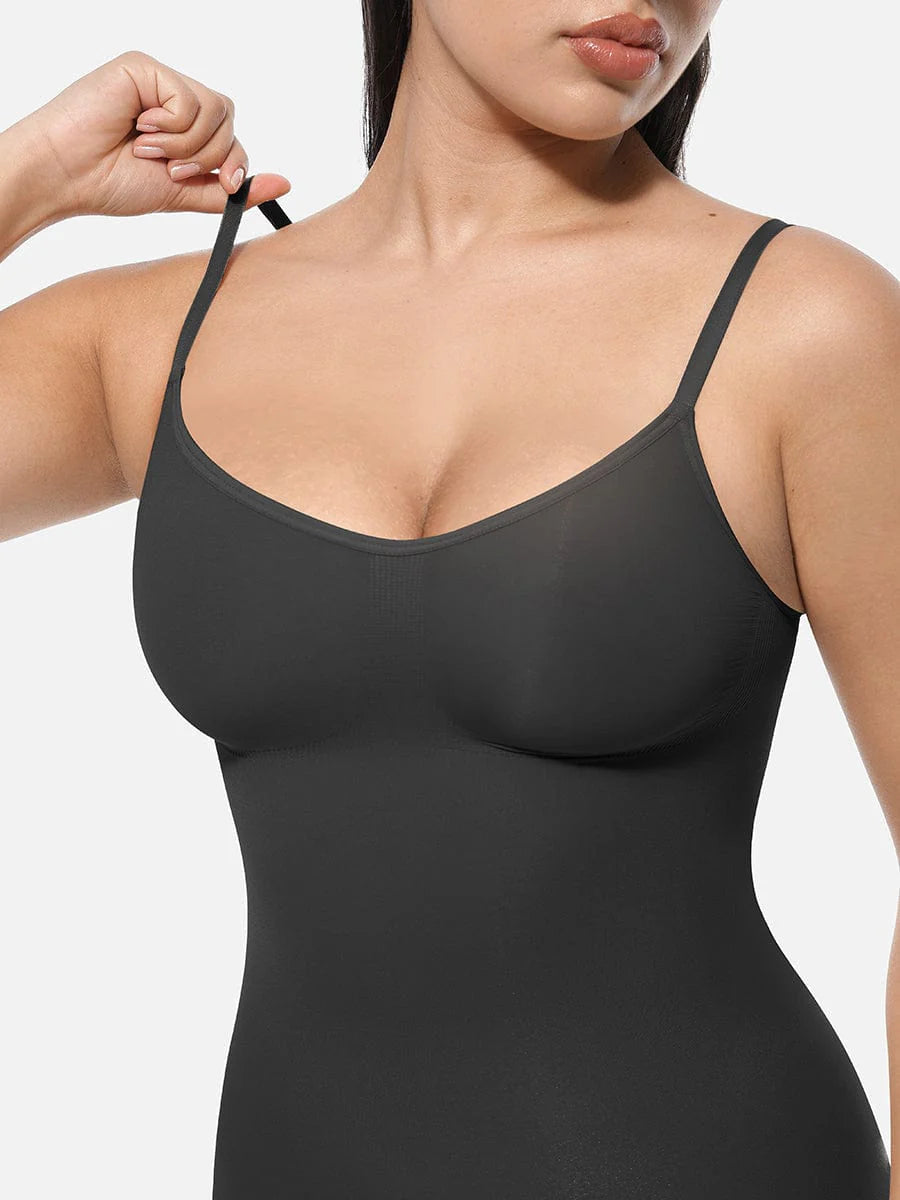 Blooming Body postpartum bodysuit black tummy control chest support — detail