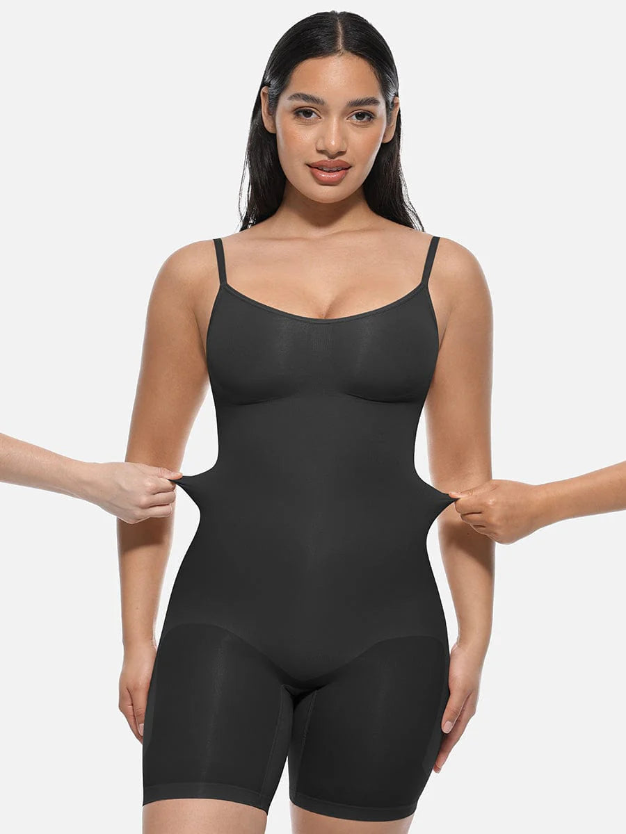 Blooming Body black seamless postpartum bodysuit fourth trimester — front